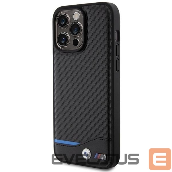 Back panel cover BMW BMW Leather Carbon case for iPhone 15 Pro Max - black