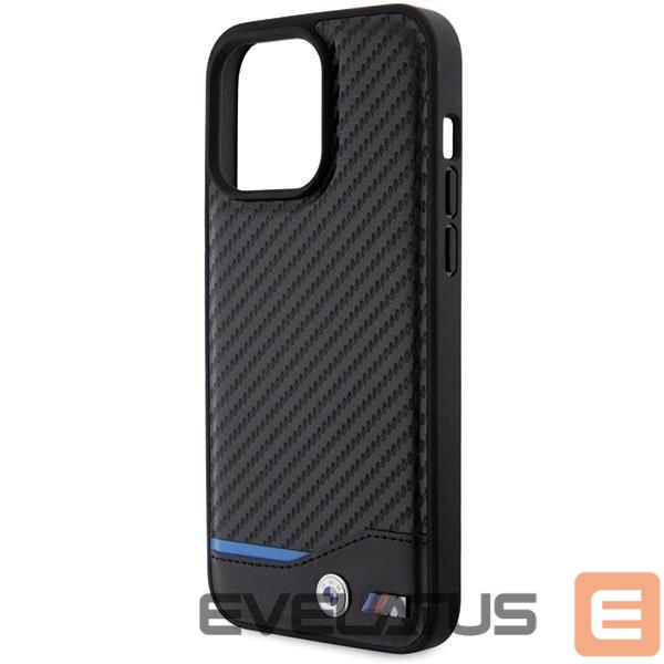 Back panel cover BMW BMW Leather Carbon case for iPhone 15 Pro Max - black