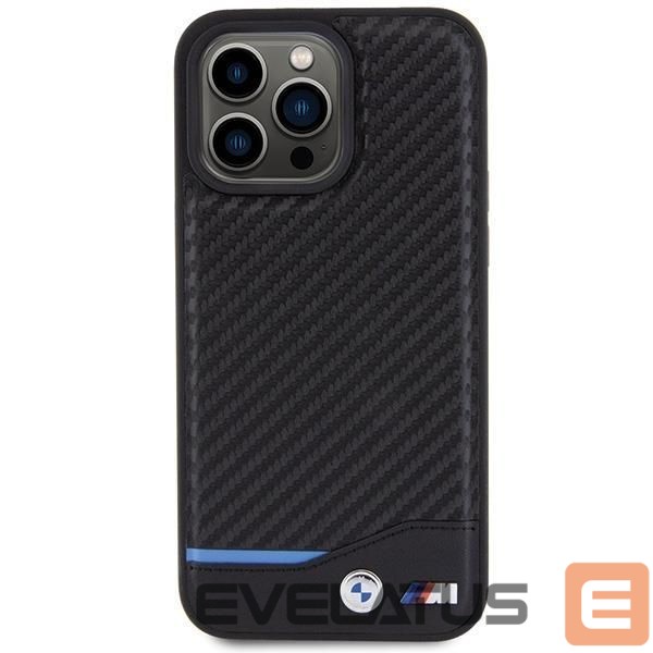 Back panel cover BMW BMW Leather Carbon case for iPhone 15 Pro Max - black