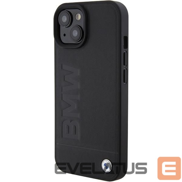 Back panel cover BMW BMW MagSafe Leather Hot Stamp case for iPhone 15 Plus - black