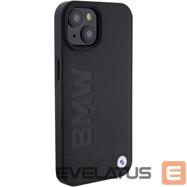 Back panel cover BMW BMW MagSafe Leather Hot Stamp case for iPhone 15 Plus - black