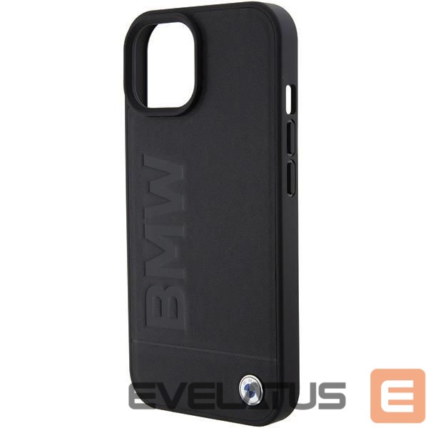 Back panel cover BMW BMW MagSafe Leather Hot Stamp case for iPhone 15 Plus - black