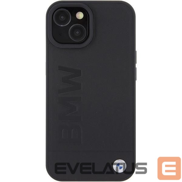 Back panel cover BMW BMW MagSafe Leather Hot Stamp case for iPhone 15 Plus - black