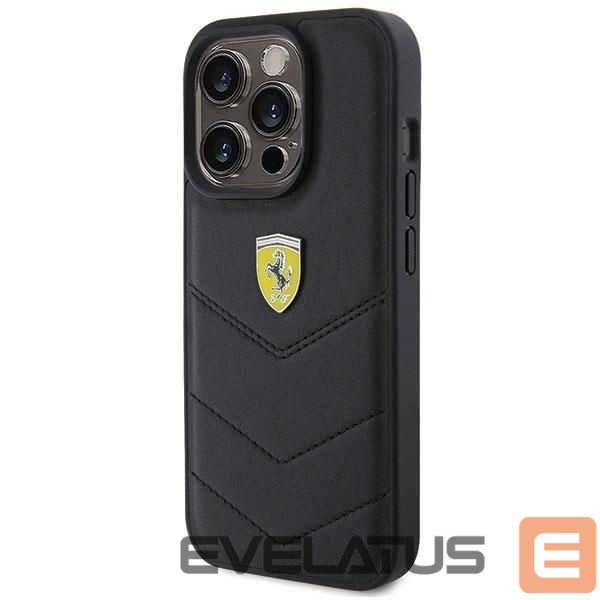 Back panel cover Ferrari Ferrari Quilted Metal Logo case for iPhone 15 Pro - black