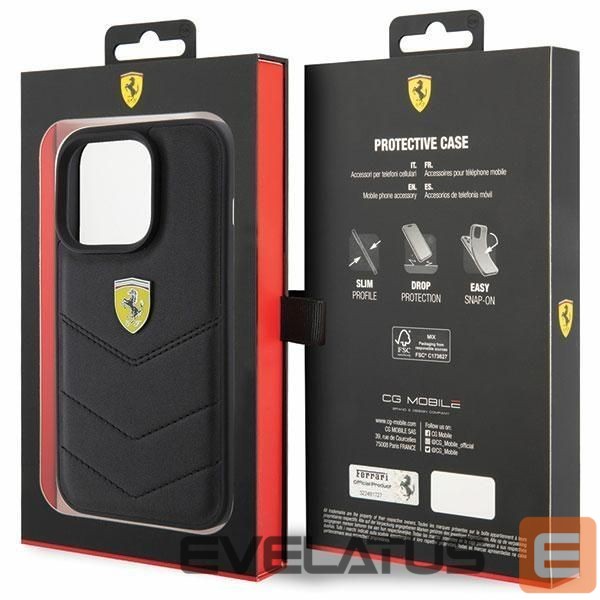 Back panel cover Ferrari Ferrari Quilted Metal Logo case for iPhone 15 Pro - black