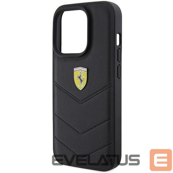 Back panel cover Ferrari Ferrari Quilted Metal Logo case for iPhone 15 Pro - black
