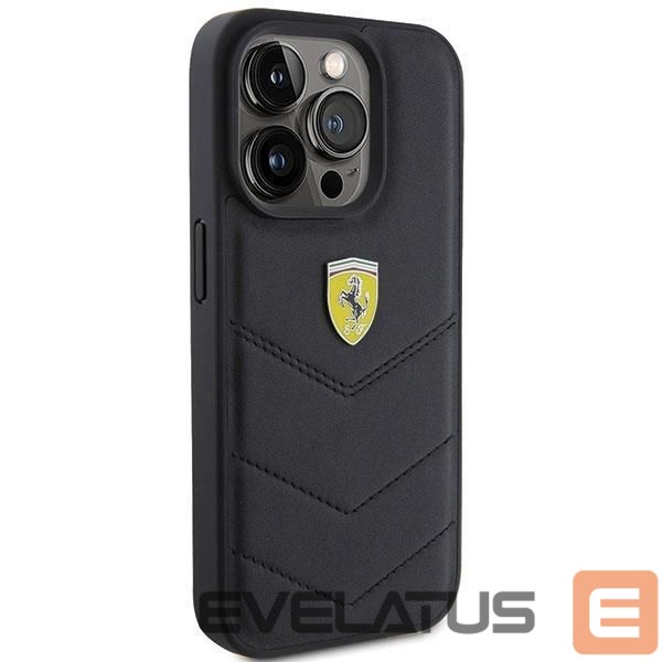 Back panel cover Ferrari Ferrari Quilted Metal Logo case for iPhone 15 Pro - black
