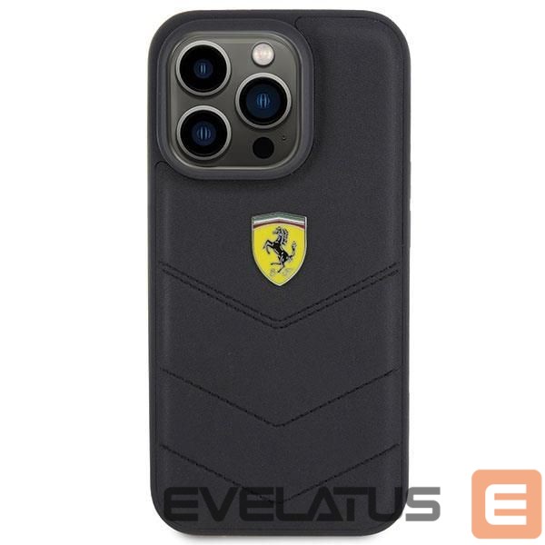 Back panel cover Ferrari Ferrari Quilted Metal Logo case for iPhone 15 Pro - black