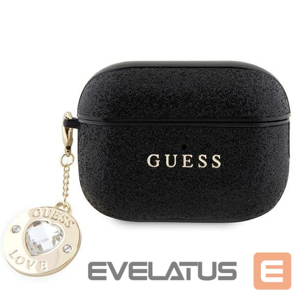 Back panel cover Guess Guess GUAP2PGEHCDK case for AirPods Pro 2 cover - black Fixed Glitter Heart Diamond Charm