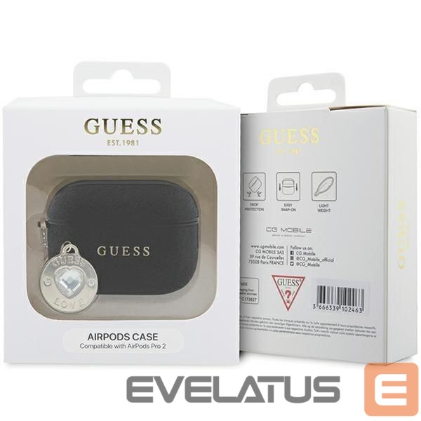 Back panel cover Guess Guess GUAP2PGEHCDK case for AirPods Pro 2 cover - black Fixed Glitter Heart Diamond Charm