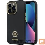 Back panel cover Guess  Guess GUHCP13LM4DGPK case for iPhone 13 Pro / 13 - black Silicone Logo Strass 4G 