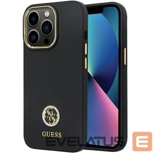 Back panel cover Guess  Guess GUHCP13LM4DGPK case for iPhone 13 Pro / 13 - black Silicone Logo Strass 4G 