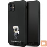 Back panel cover Karl Lagerfeld  Karl Lagerfeld KLHCN61SMHKNPK case for iPhone 11 / Xr - black Silicone Ikonik Metal Pin 
