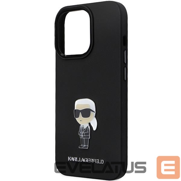 Back panel cover Karl Lagerfeld Karl Lagerfeld KLHCP13LSMHKNPK case for iPhone 13 Pro / 13 - black Silicone Ikonik Metal Pin
