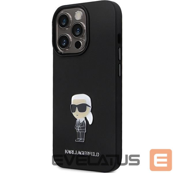Back panel cover Karl Lagerfeld Karl Lagerfeld KLHCP13LSMHKNPK case for iPhone 13 Pro / 13 - black Silicone Ikonik Metal Pin