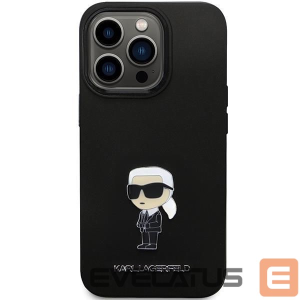 Back panel cover Karl Lagerfeld Karl Lagerfeld KLHCP13LSMHKNPK case for iPhone 13 Pro / 13 - black Silicone Ikonik Metal Pin