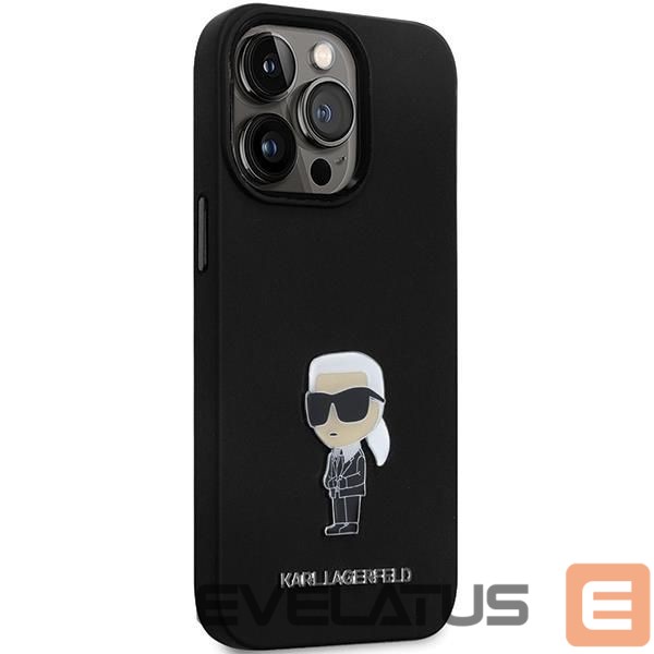 Back panel cover Karl Lagerfeld Karl Lagerfeld KLHCP13LSMHKNPK case for iPhone 13 Pro / 13 - black Silicone Ikonik Metal Pin