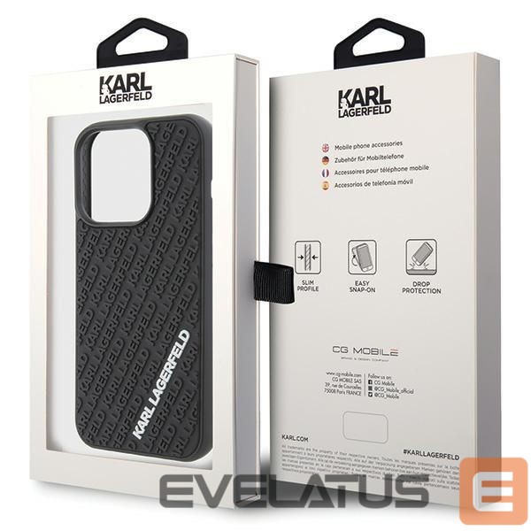 Back panel cover Karl Lagerfeld Karl Lagerfeld 3D Rubber Multi Logo case for iPhone 15 Pro - black