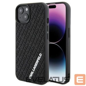 Back panel cover Karl Lagerfeld  Karl Lagerfeld 3D Rubber Multi Logo case for iPhone 15 - black 