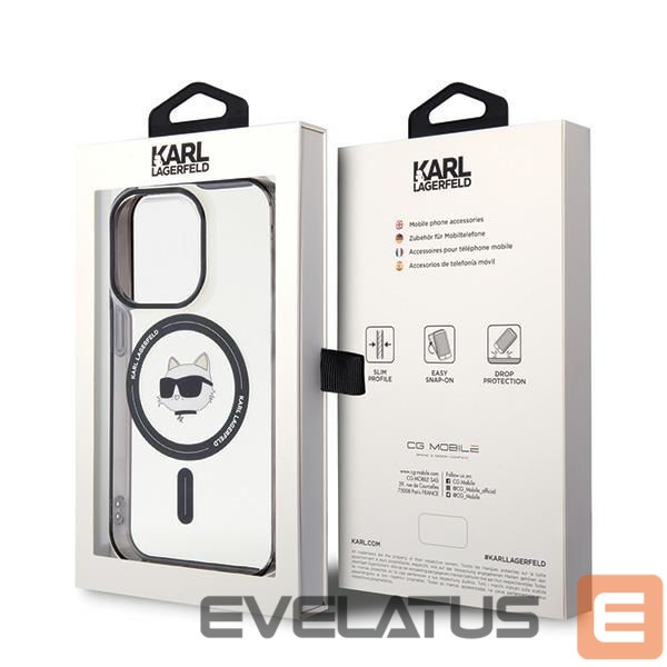 Back panel cover Karl Lagerfeld Karl Lagerfeld IML Choupette's Head MagSafe case for iPhone 15 Pro - transparent