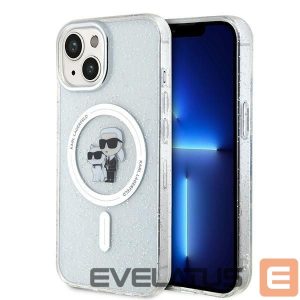 Back panel cover Karl Lagerfeld  Karl Lagerfeld Karl&Choupette Glitter MagSafe case for iPhone 15 Plus - transparent 
