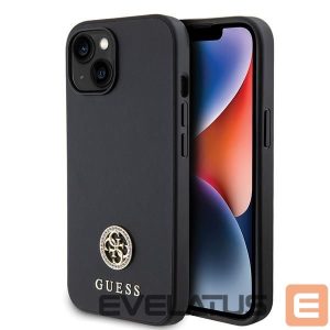 Back panel cover Guess  Guess GUHCP15MPS4DGPK iPhone 15 Plus 6.7" black/black hardcase Strass Metal Logo 