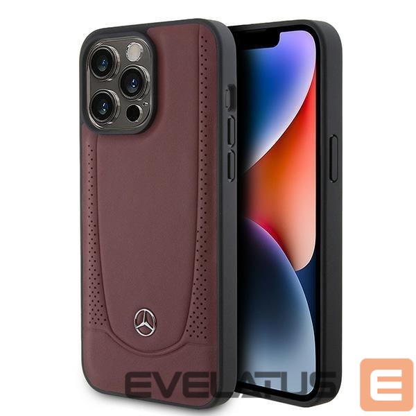 Back panel cover Mercedes-Benz Mercedes MEHCP15LARMRE iPhone 15 Pro 6.1" red/red hardcase Leather Urban Bengale