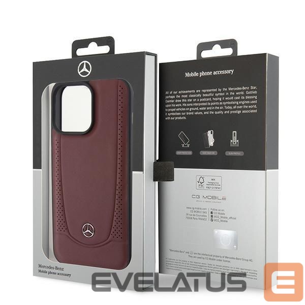 Back panel cover Mercedes-Benz Mercedes MEHCP15LARMRE iPhone 15 Pro 6.1" red/red hardcase Leather Urban Bengale