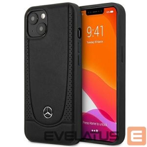 Back panel cover Mercedes-Benz  Mercedes MEHCP15MARMBK iPhone 15 Plus 6.7" black/black hardcase Leather Urban 