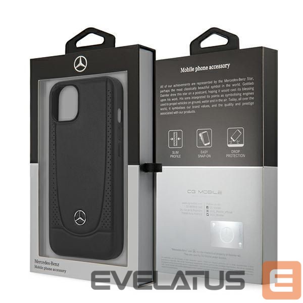 Back panel cover Mercedes-Benz Mercedes MEHCP15MARMBK iPhone 15 Plus 6.7" black/black hardcase Leather Urban