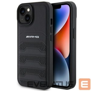Back panel cover Mercedes-Benz  AMG Leather Debossed Lines case for iPhone 15 Plus - black 