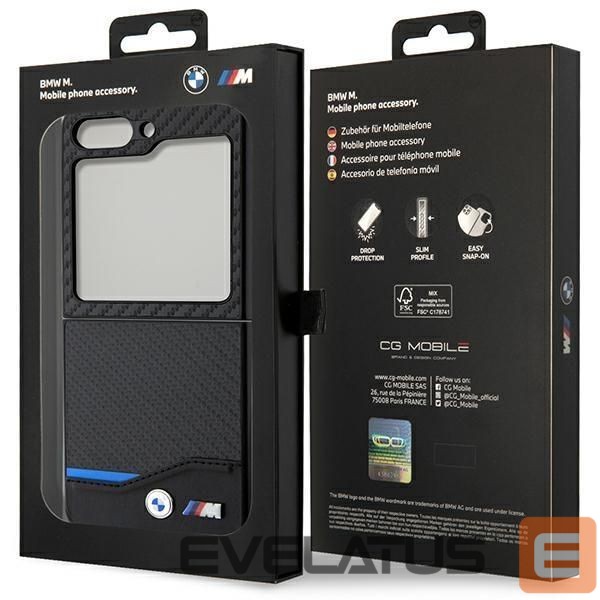 Back panel cover BMW BMW Leather Carbon case for Samsung Galaxy Z Flip 5 - black