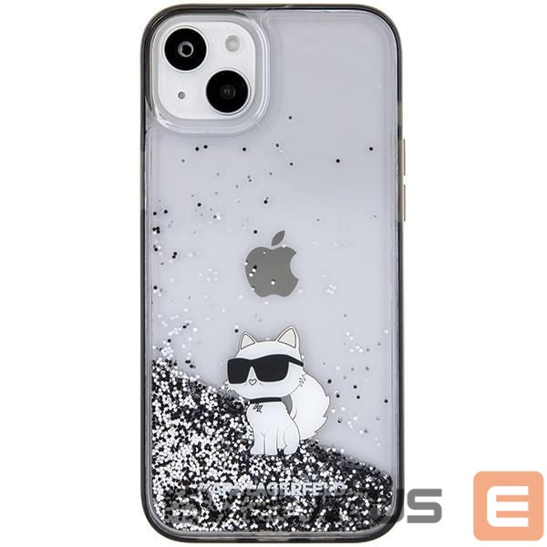 Back panel cover Karl Lagerfeld Karl Lagerfeld Liquid Glitter Choupette case for iPhone 15 Plus - transparent