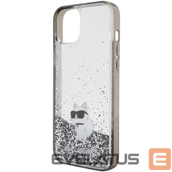 Back panel cover Karl Lagerfeld Karl Lagerfeld Liquid Glitter Choupette case for iPhone 15 Plus - transparent