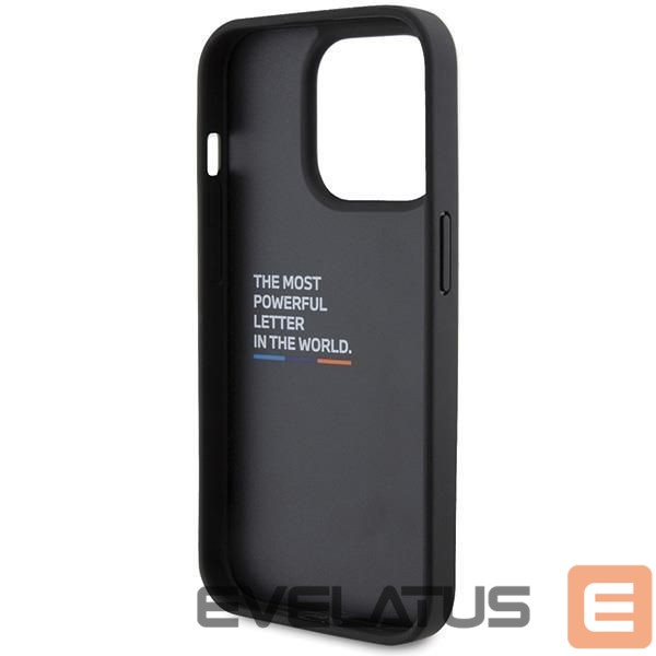 Back panel cover BMW BMW BMHCP15L22PTDK iPhone 15 Pro 6.1" black/black Leather Stamp Tricolor