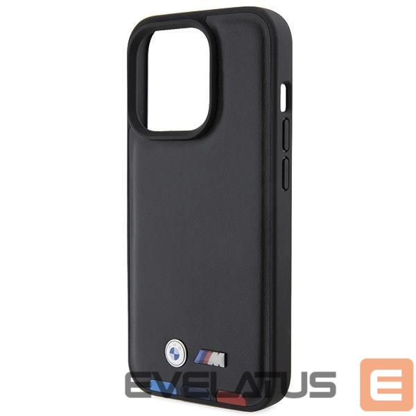Back panel cover BMW BMW BMHCP15L22PTDK iPhone 15 Pro 6.1" black/black Leather Stamp Tricolor