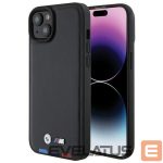 Back panel cover BMW  BMW BMHCP15M22PTDK iPhone 15 Plus 6.7" black/black Leather Stamp Tricolor 