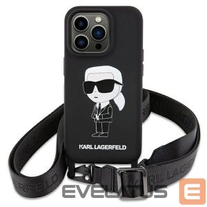 Back panel cover Karl Lagerfeld  Karl Lagerfeld KLHCP15SSCBSKNK iPhone 15 6.1" hardcase black/black Crossbody Silicone Ikonik 