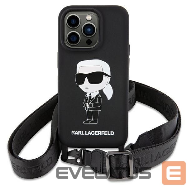 Back panel cover Karl Lagerfeld Karl Lagerfeld KLHCP15SSCBSKNK iPhone 15 6.1" hardcase black/black Crossbody Silicone Ikonik