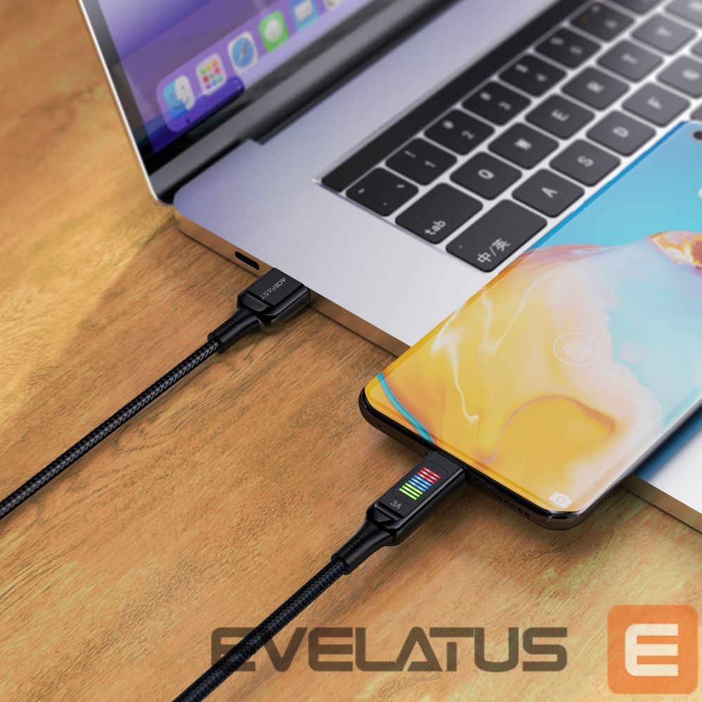 Cable Acefast Acefast C7-04 USB-A USB-C 60W 1.2m cable with display - black