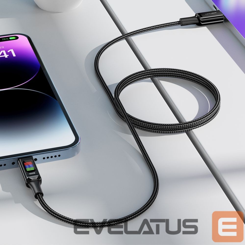 Cable Acefast Acefast C7-03 USB-C USB-C 100W 1.2m cable with display - black