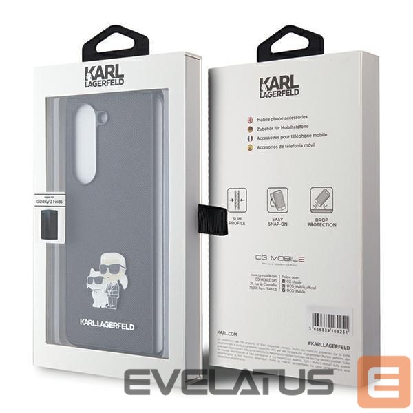 Back panel cover Karl Lagerfeld Karl Lagerfeld Saffiano Karl&Choupette Pin case for Samsung Galaxy Z Fold 5 - black