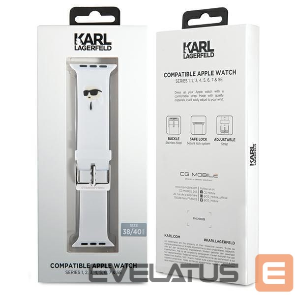 Back panel cover Karl Lagerfeld Karl Lagerfeld 3D Rubber Karl Head strap for Apple Watch 38/40/41mm - white