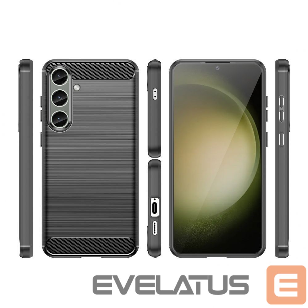 Back panel cover Hurtel Case for Carbon Case Samsung Galaxy S24+ flexible silicone carbon cover - black