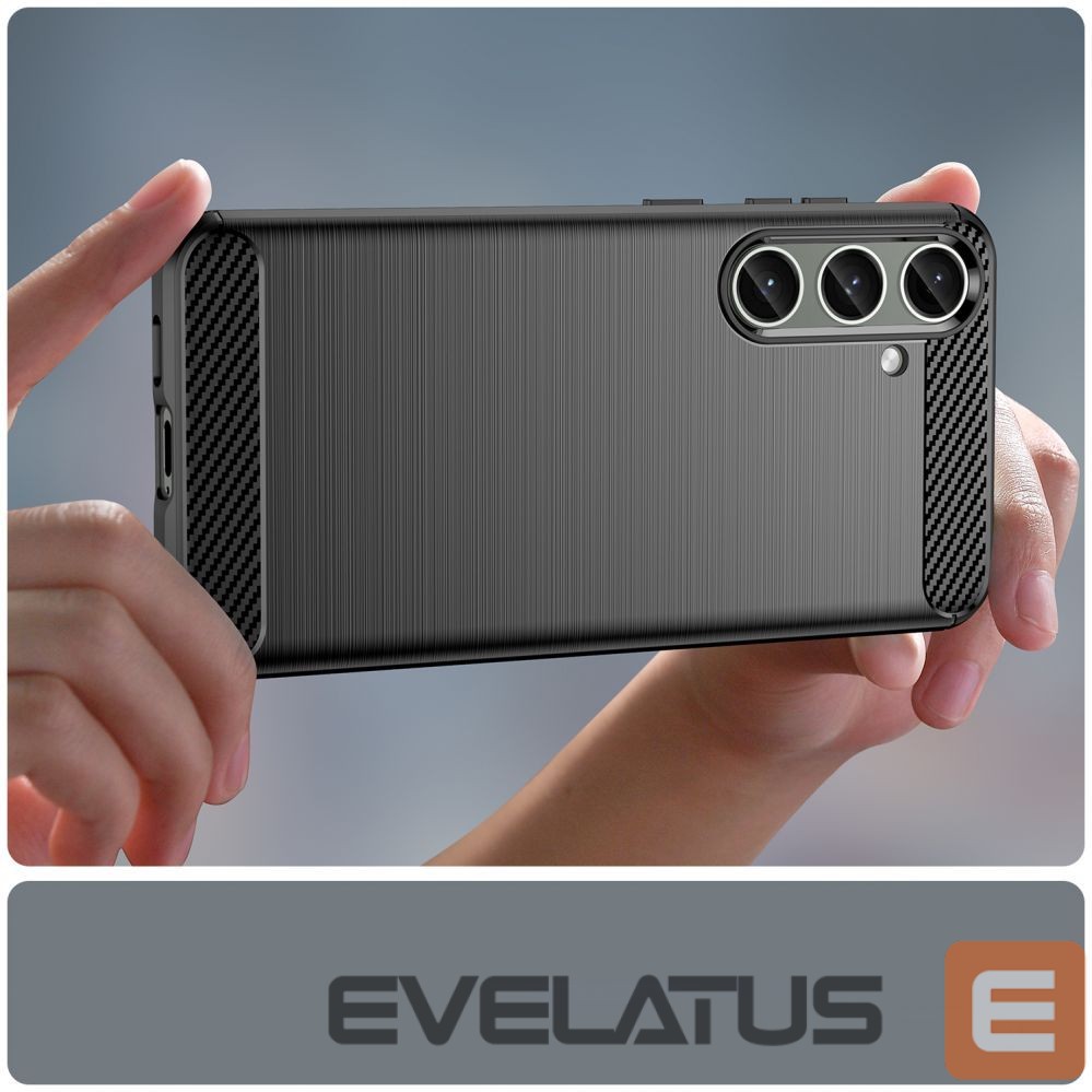 Back panel cover Hurtel Case for Carbon Case Samsung Galaxy S24+ flexible silicone carbon cover - black