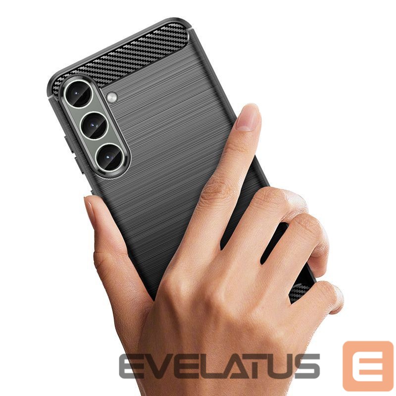 Back panel cover Hurtel Case for Carbon Case Samsung Galaxy S24+ flexible silicone carbon cover - black