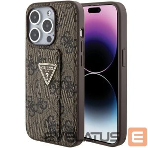 Back panel cover Guess  Guess Grip Stand 4G Triangle Strass case for iPhone 15 Pro - brown 