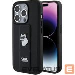 Back panel cover Karl Lagerfeld  Karl Lagerfeld Gripstand Saffiano Choupette Pins case for iPhone 15 Pro - black 