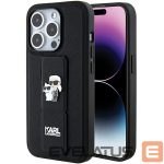 Back panel cover Karl Lagerfeld  Karl Lagerfeld Gripstand Saffiano Karl&Choupette Pins case for iPhone 15 Pro Max - black 