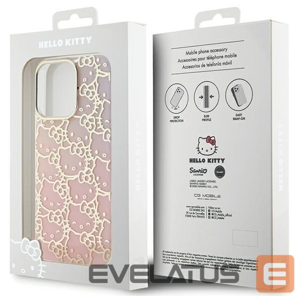 Back panel cover Hello Kitty Hello Kitty IML Gradient Electrop Crowded Kitty Head Case for iPhone 15 Pro - Pink